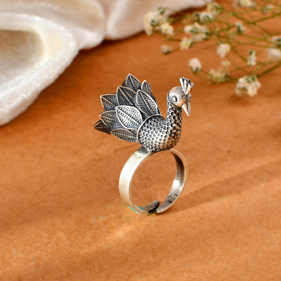 Ghungroo bells Peacock Adjustable Ring