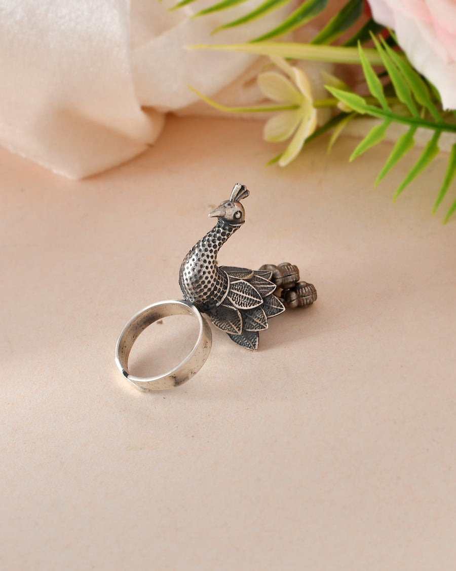 Ghungroo bells Peacock Adjustable Ring