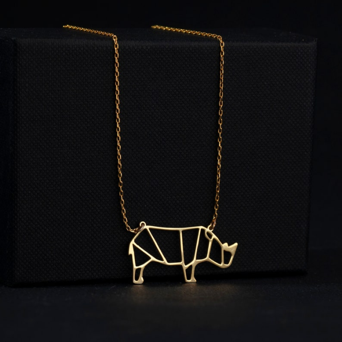 Minimalistic Rihnoceros Pendant