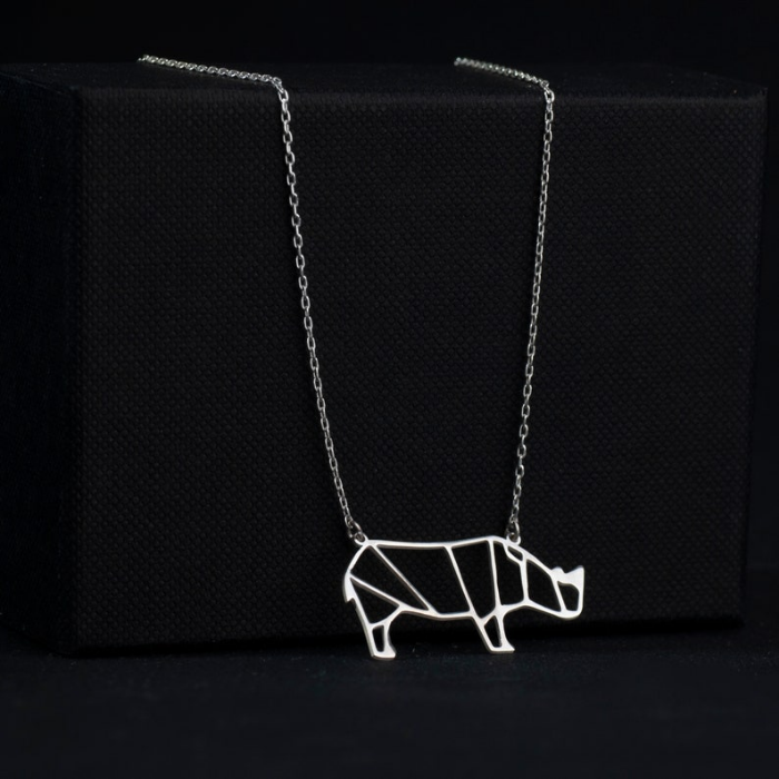 Minimalistic Rihnoceros Pendant