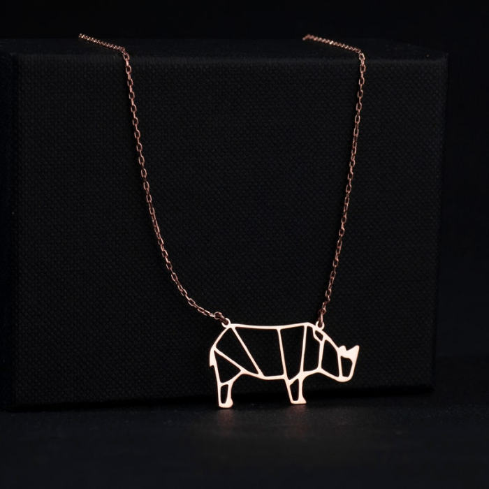 Minimalistic Rihnoceros Pendant
