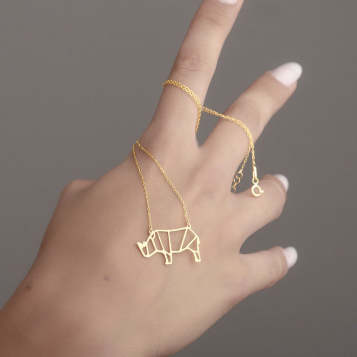 Minimalistic Rihnoceros Pendant