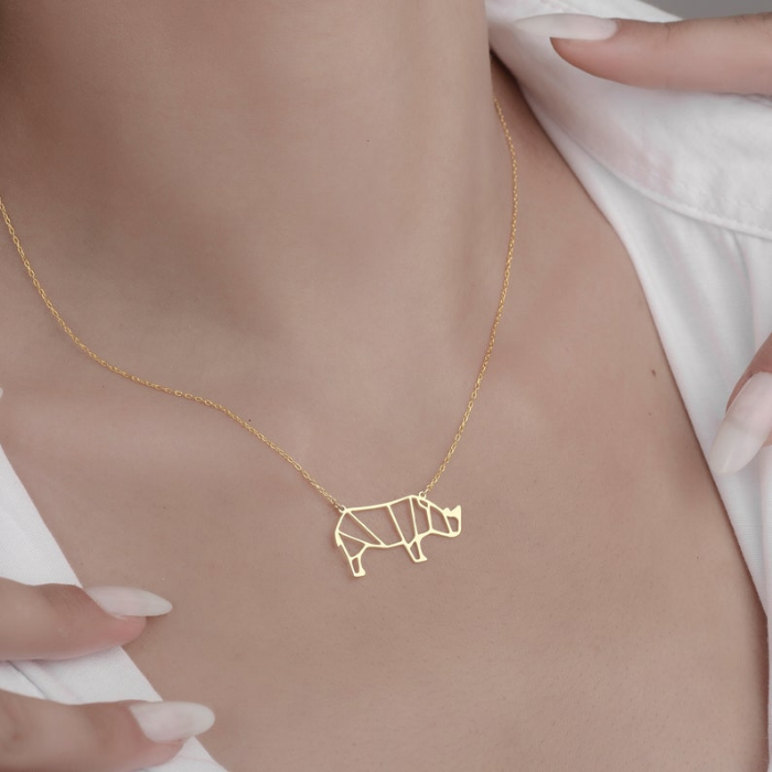 Minimalistic Rihnoceros Pendant