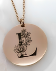 92.5  Sterling silver Pendant  which is Rose Gold plated with Initial &  Birthflower engraved on it by CHOKHA INDIA 