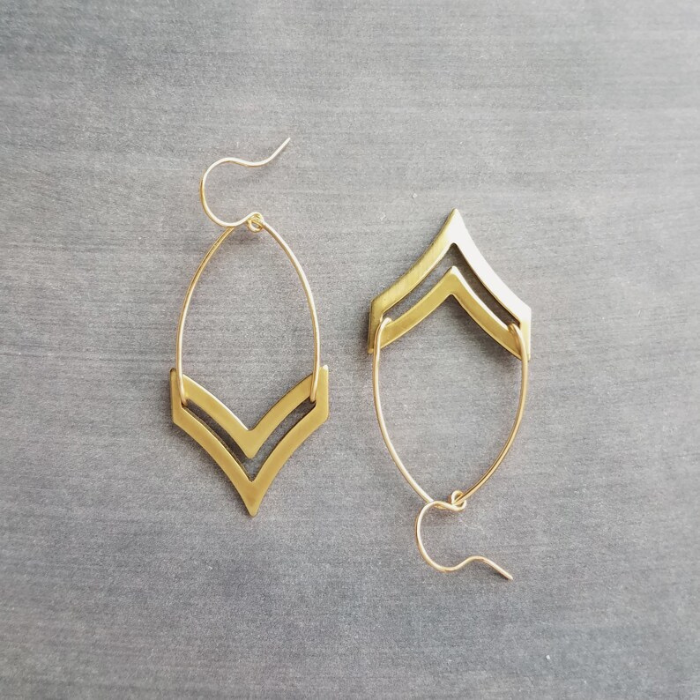pair of gold plated chevron earrings by chokha india