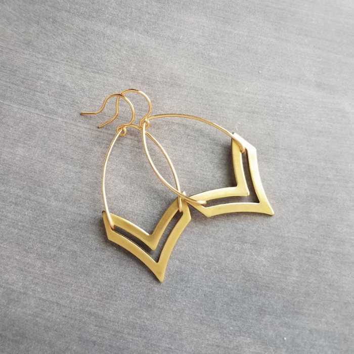 gold plated chevron earrings by chokha india 