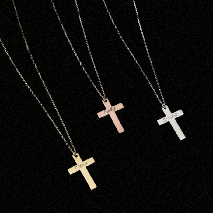 3 personalized cross pendants in3 different plating by CHOKHA INDIA 