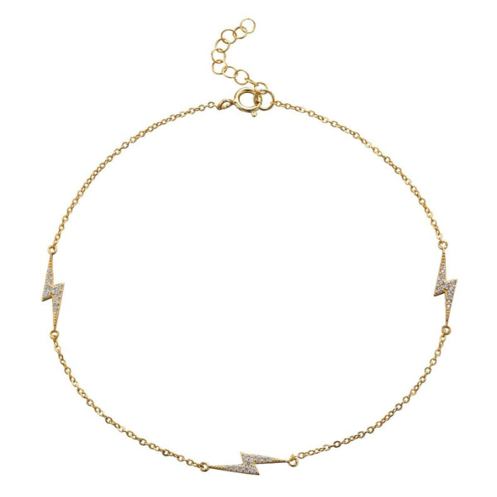 Dainty Lightning Bolt Charms Ankle Bracelet