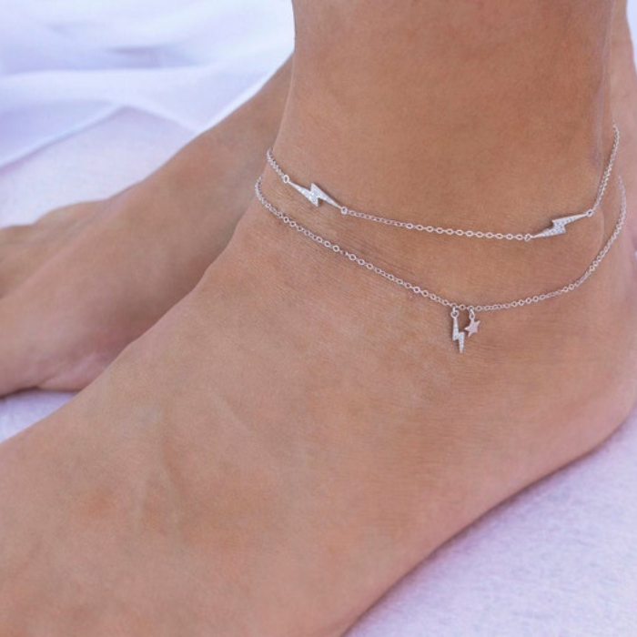 Dainty Lightning Bolt Charms Ankle Bracelet