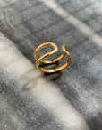 double bar ring which is gold plated made of 92.5 sterling silver 