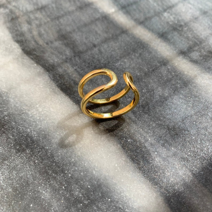 double bar ring which is gold plated made of 92.5 sterling silver 