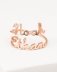 Double Name Rose Gold Plated ring by CHOKHA INDIA 