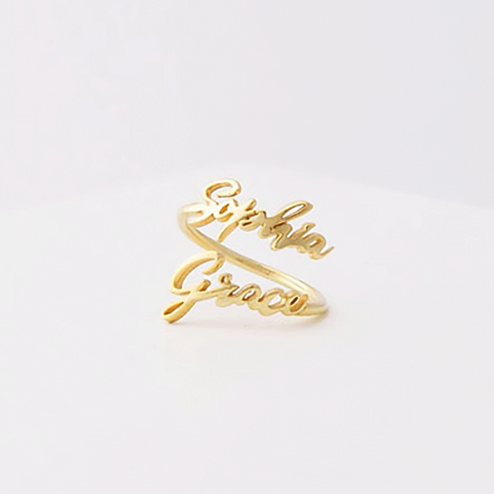 Personalized Double Name Gold Plated ring by CHOKHA INDIA