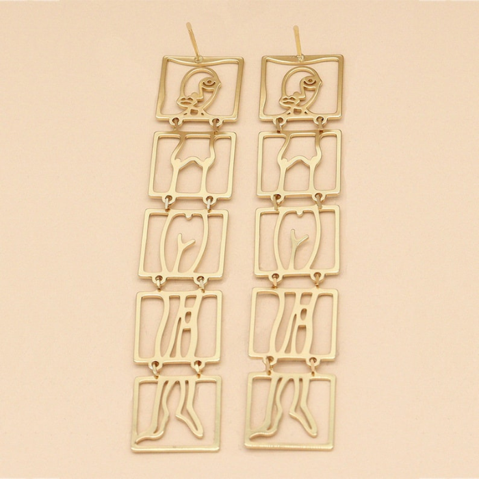 pair of nude tribal earring