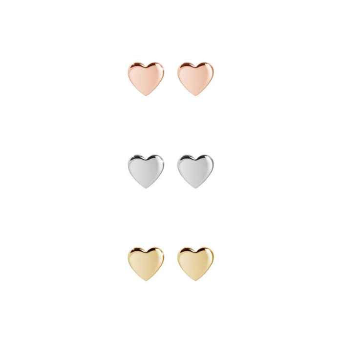 Display  of Heart Shaped Earrings in 3 different plating by CHOKHA INDIA 