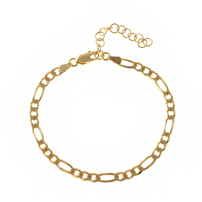 Gold plated figaro chain bracelet 