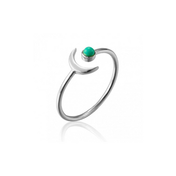 Moon & Turquoise Adjustable Ring