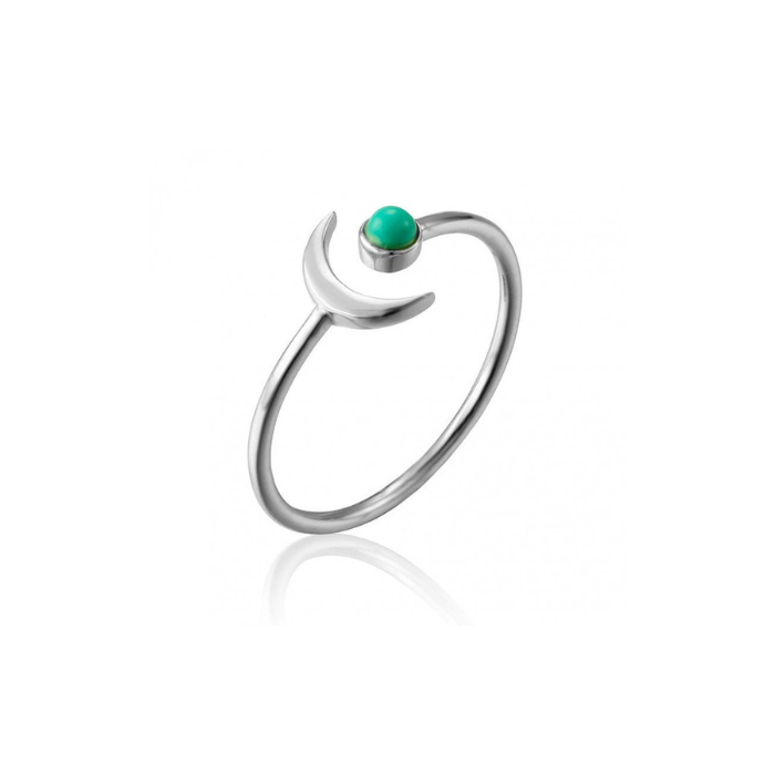 Moon & Turquoise Adjustable Ring