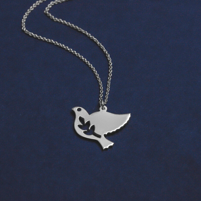 silver plated dove pendant by chokha india
