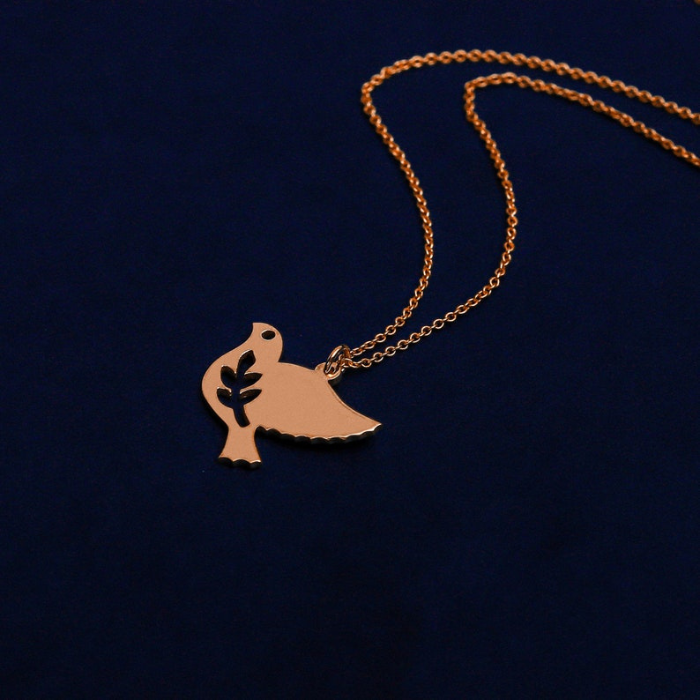rose gold plated dove pendant by chokha india