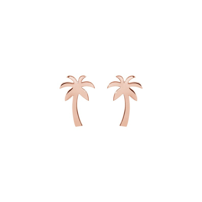 Palm tree earrings in rose  gold finish by chokha india