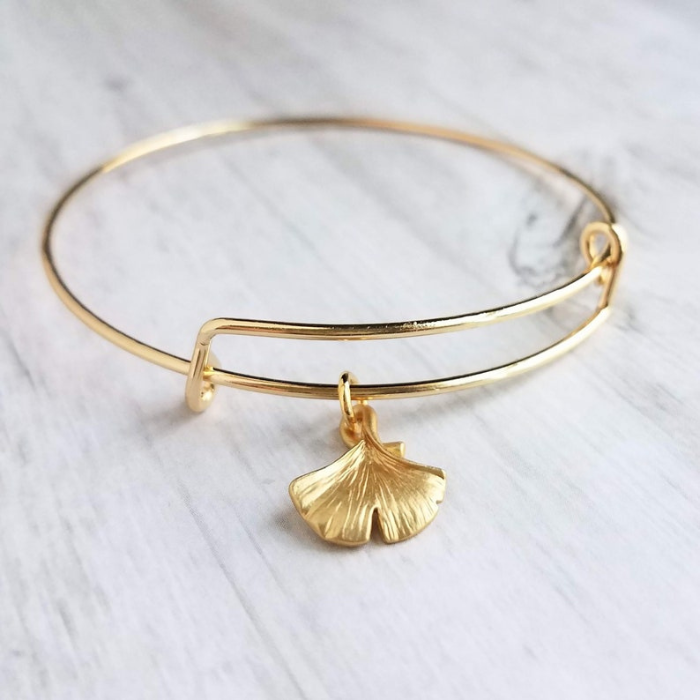gold plated ginkgo bracelt by chokha india