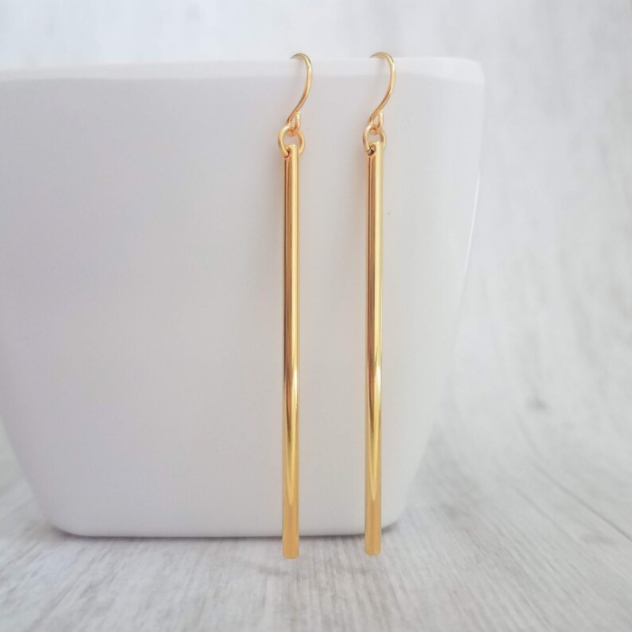 gold plated sterling silver line earrings by chokha india