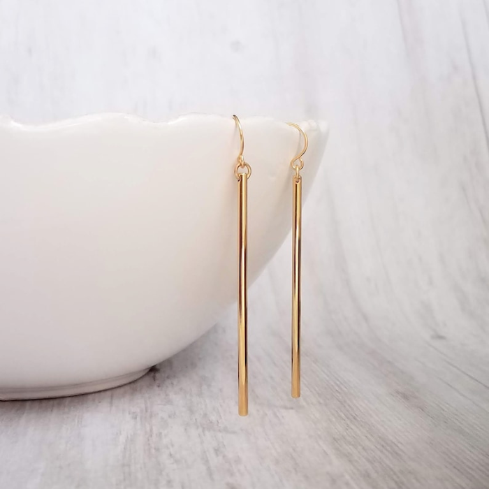Gold plated 92.5 sterling silver line earrings by chokha india