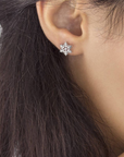 Model wearing snowflake earring by CHOKHA INDIA