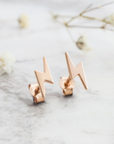 Rose Gold Plated Tiny Lightning Earring by CHOKHA INDIA 