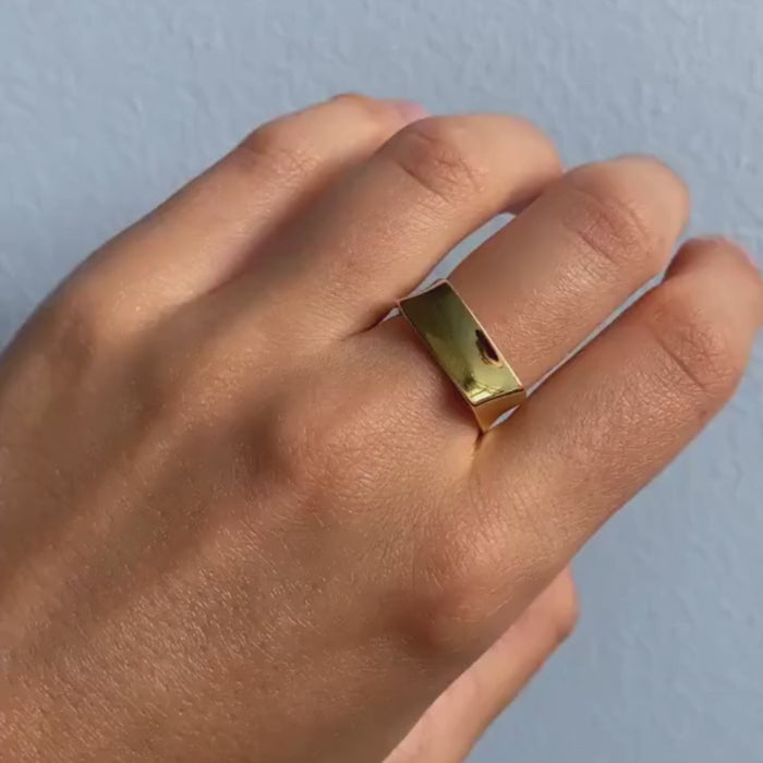 video of  model wearing geometric ring by chokha india