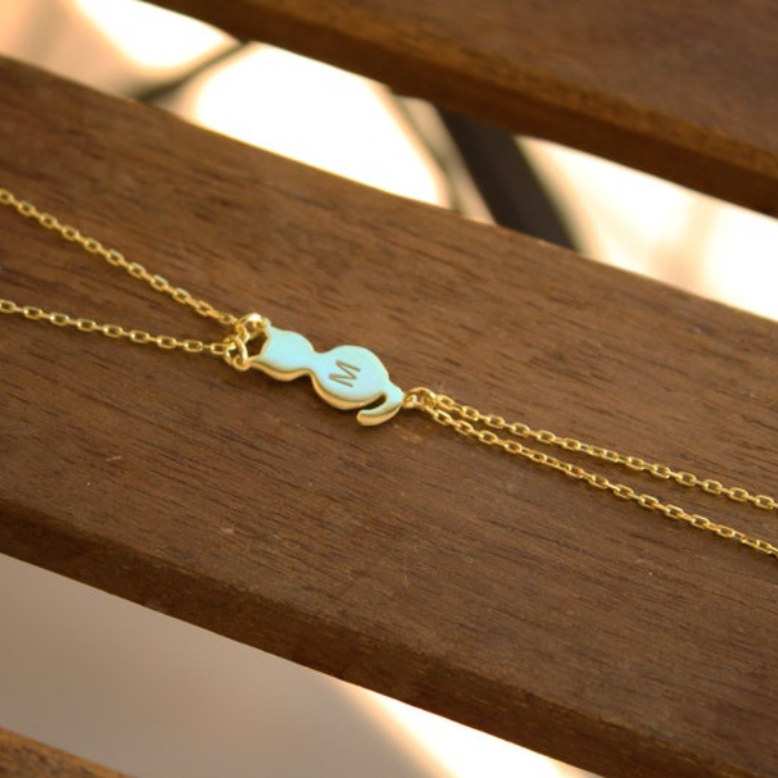 Initial cat Hand Chain