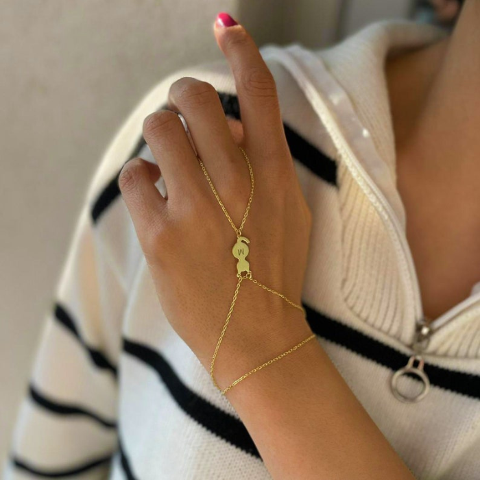 Initial cat Hand Chain